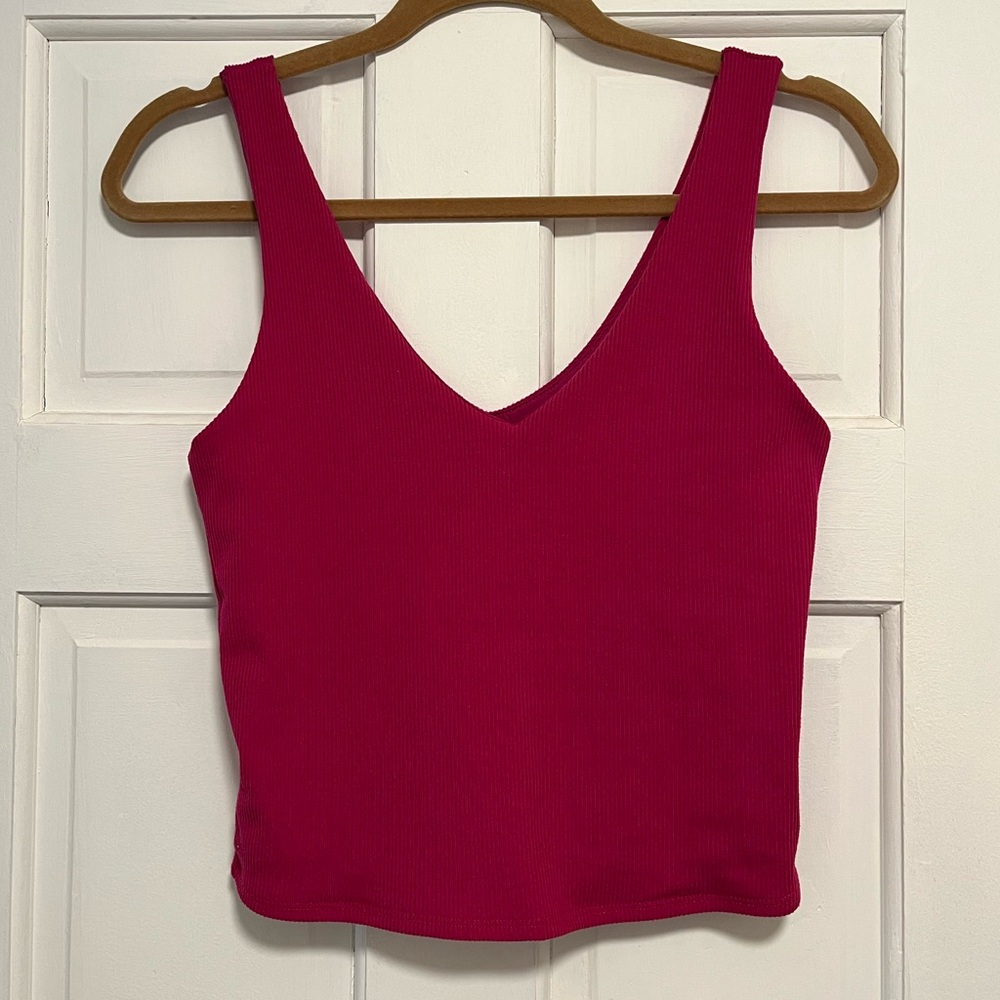 Gage Berry Vneck Ribbed Tank